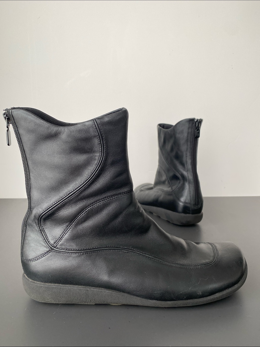 Diesel Black Leather Mid-Calf Zip Boots Men’s 10 Street Contemporary Minimal